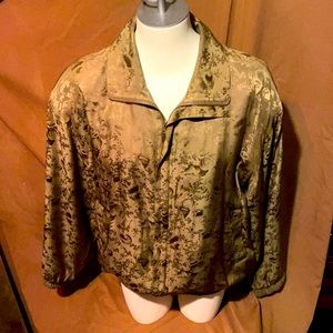 Size large woman’s fuda jacket Abstract art pattern LG Coat W/ zipper up front!